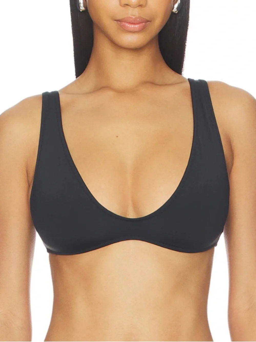 NWT SKIMS Signature Swim Plunge Top Onyx XS